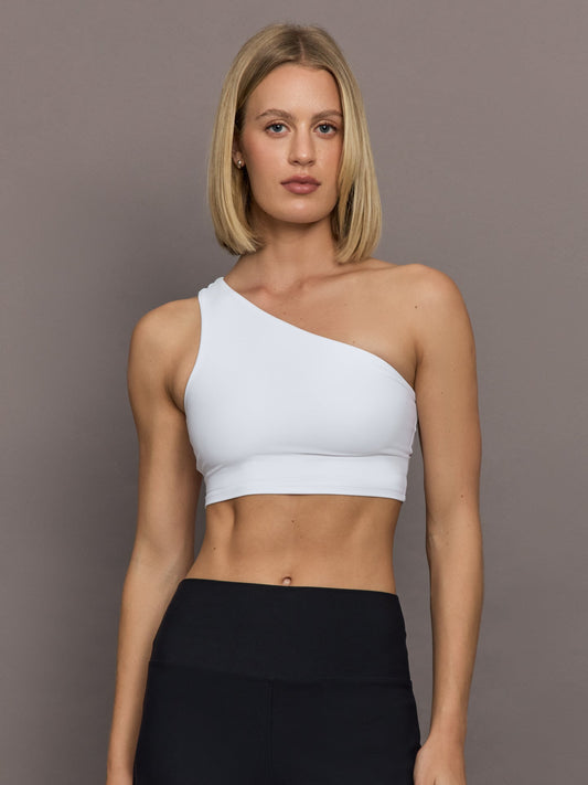 Carbon38 One Shoulder Bra in Melt - White