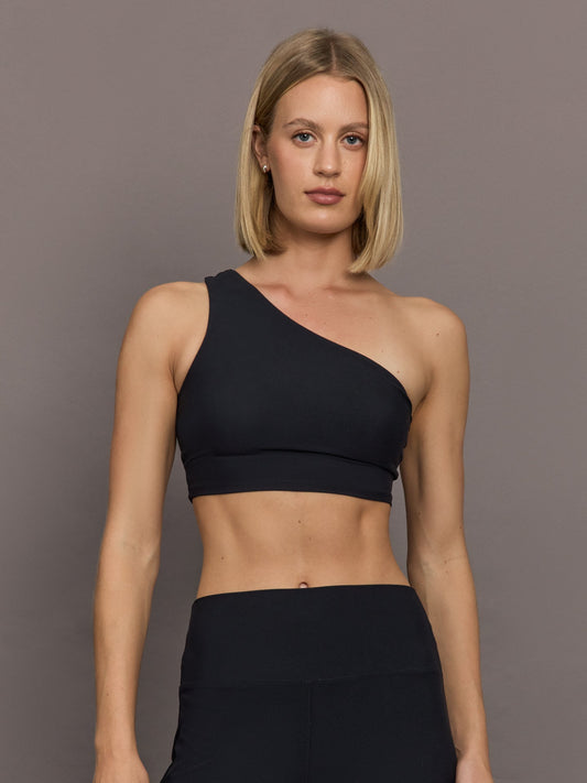 Carbon38 One Shoulder Bra in Melt - Black