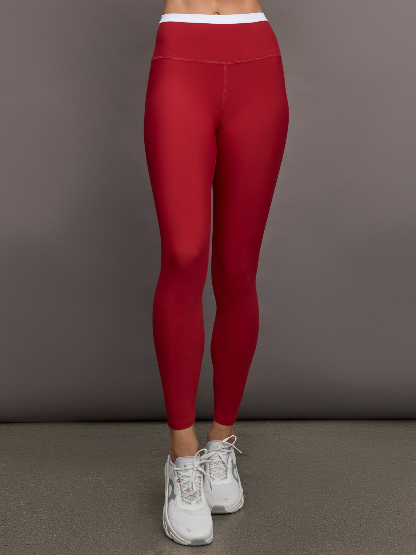 Carbon38 Contrast Waistband Legging in Melt - Cherry Red/White