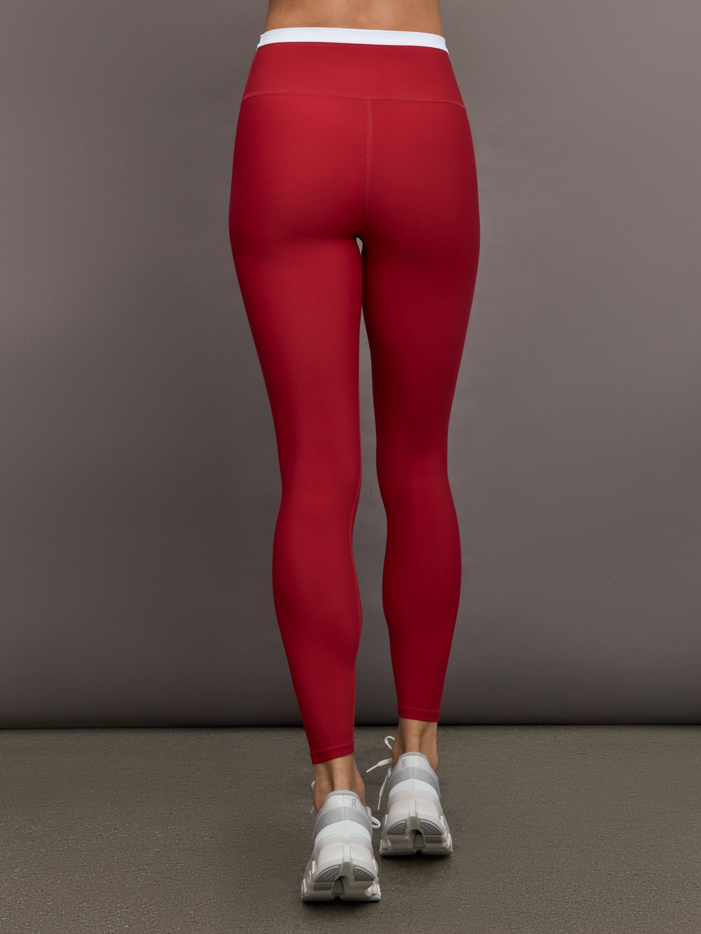 Carbon38 Contrast Waistband Legging in Melt - Cherry Red/White