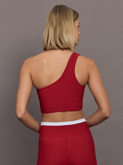 Carbon38 One Shoulder Bra in Melt - Cherry Red
