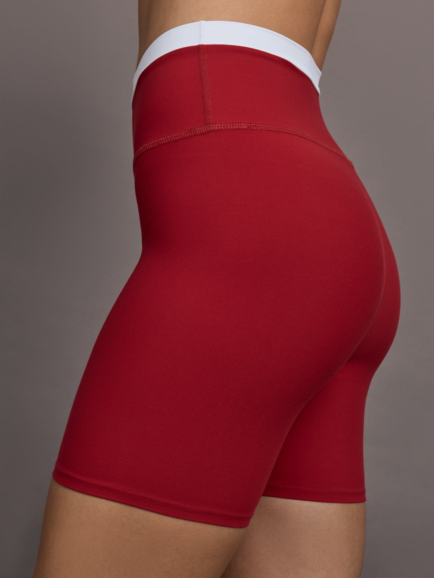 Carbon38 Contrast Melt Biker Short - Cherry Red/White