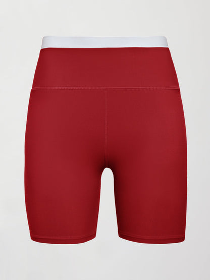 Carbon38 Contrast Melt Biker Short - Cherry Red/White