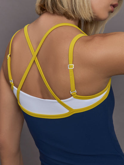 Carbon38 Double Layered Tank in Melt - Navy/Mango/White