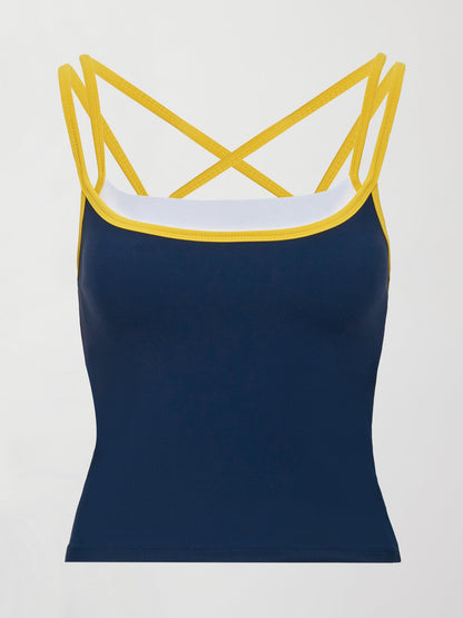 Carbon38 Double Layered Tank in Melt - Navy/Mango/White