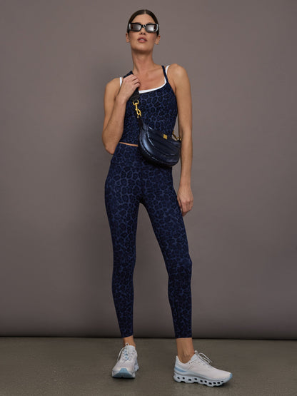 Carbon38 Double Layered Contrast Tank - Navy Leopard/White
