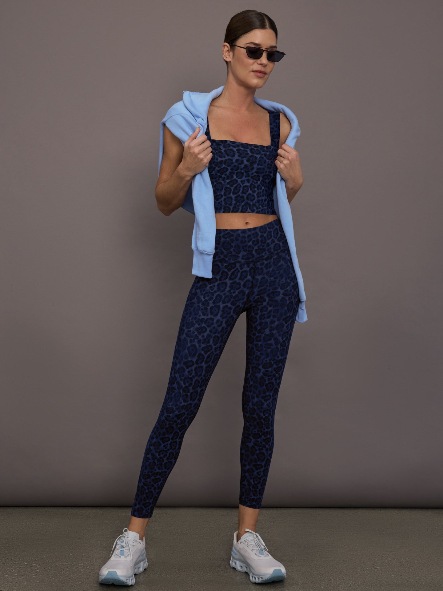 Carbon38 Square Neck Bra Top in Melt - Navy Leopard