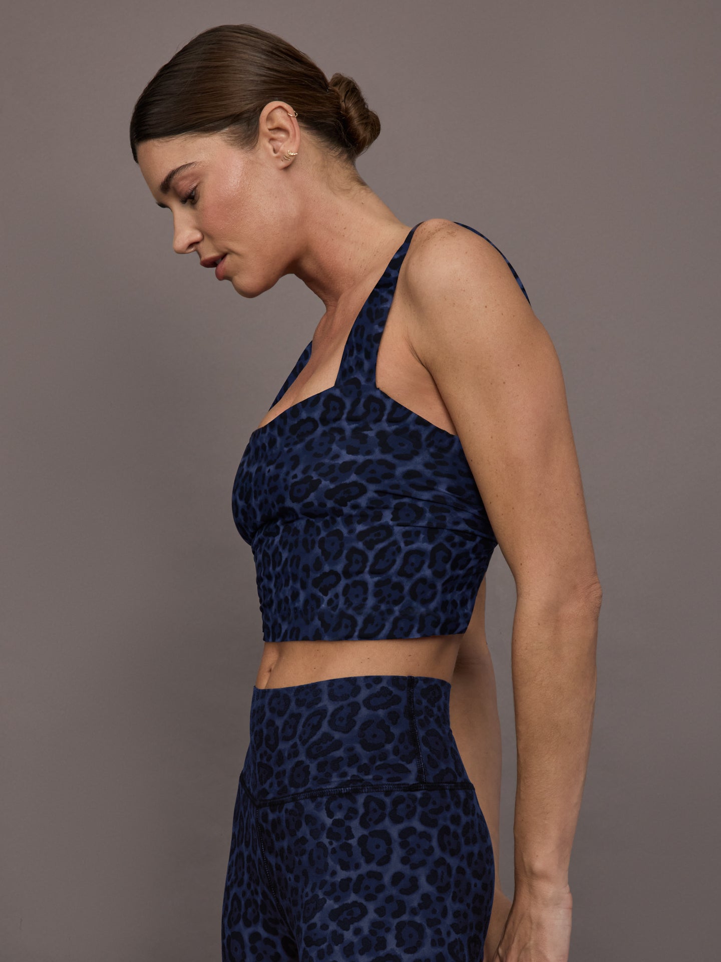 Carbon38 Square Neck Bra Top in Melt - Navy Leopard