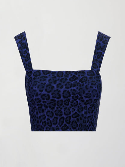 Carbon38 Square Neck Bra Top in Melt - Navy Leopard