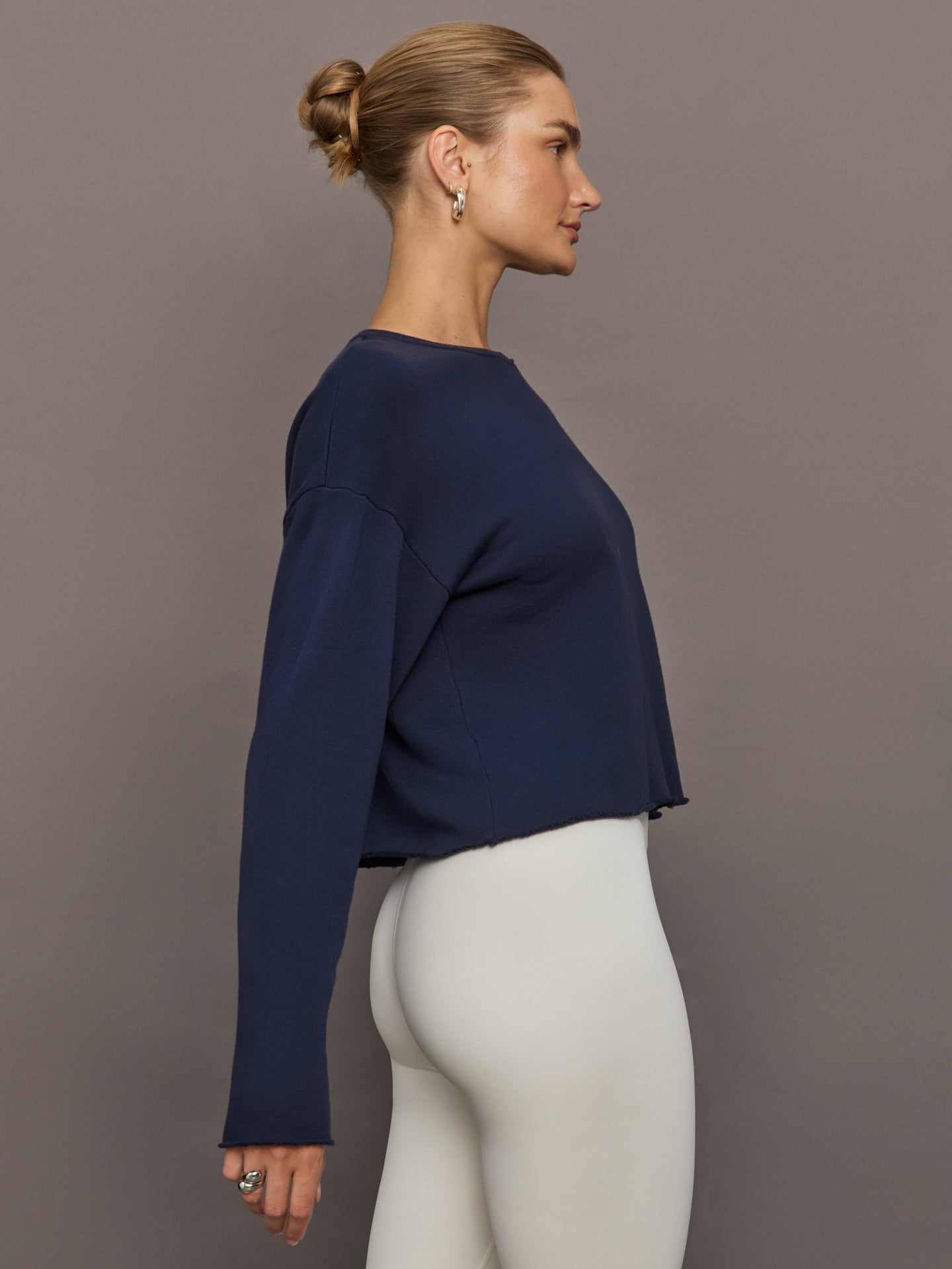 Carbon38 Crew Neck Sweatshirt in French Terry - Navy Blazer