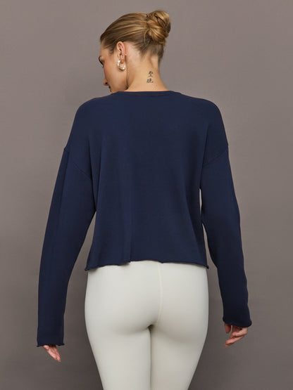 Carbon38 Crew Neck Sweatshirt in French Terry - Navy Blazer