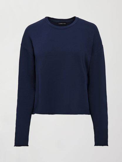 Carbon38 Crew Neck Sweatshirt in French Terry - Navy Blazer