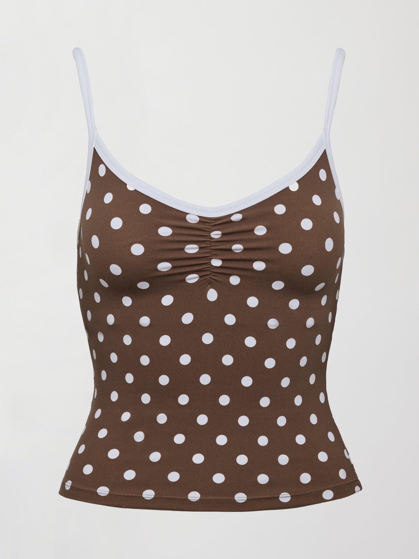 Carbon38 Polka Dot Ruched Tank in Melt - Carafe/White Polka Dot