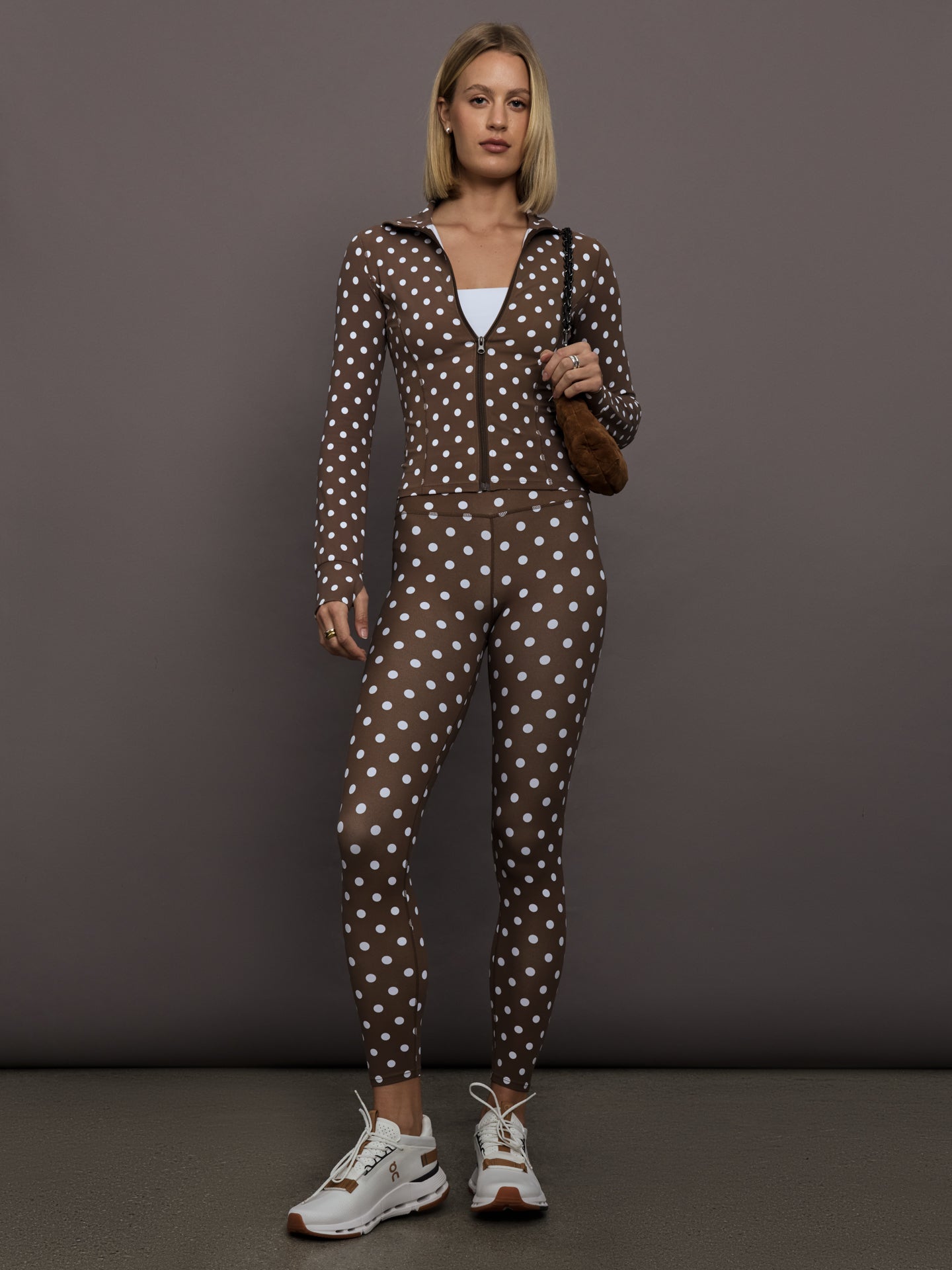 Carbon38 Full Zip Active Jacket in Melt - Carafe/White Polka Dot