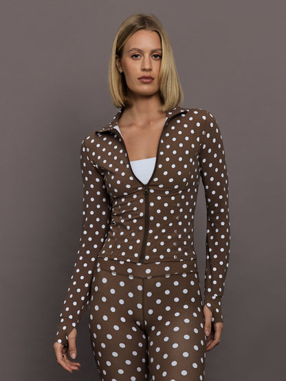 Carbon38 Full Zip Active Jacket in Melt - Carafe/White Polka Dot