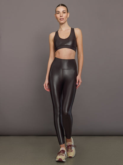Carbon38 High Rise 7/8 Legging in Takara Shine - Chocolate Torte