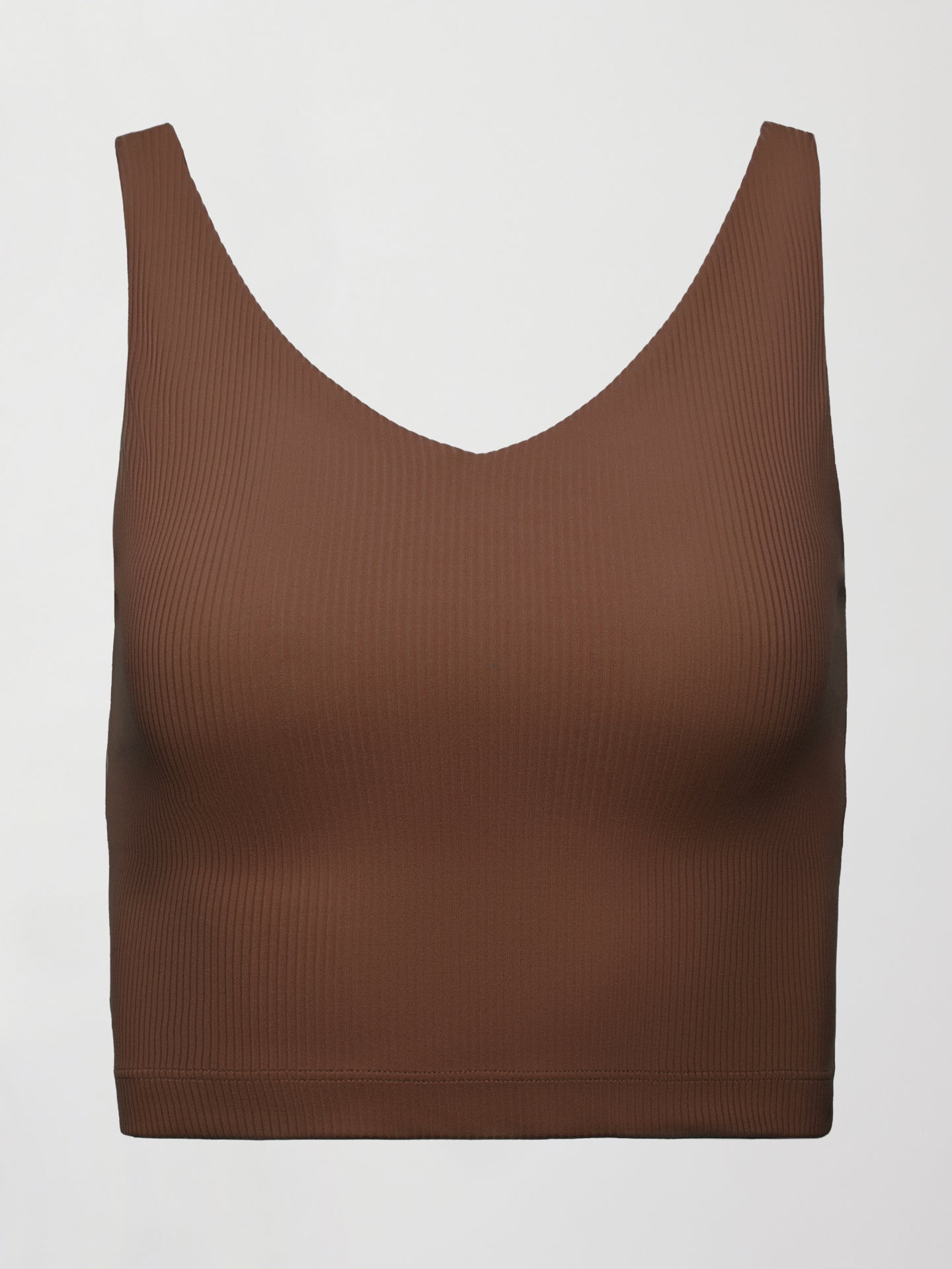Carbon38 V-Neck Tank in Ribbed Melt - Cocoa Brown