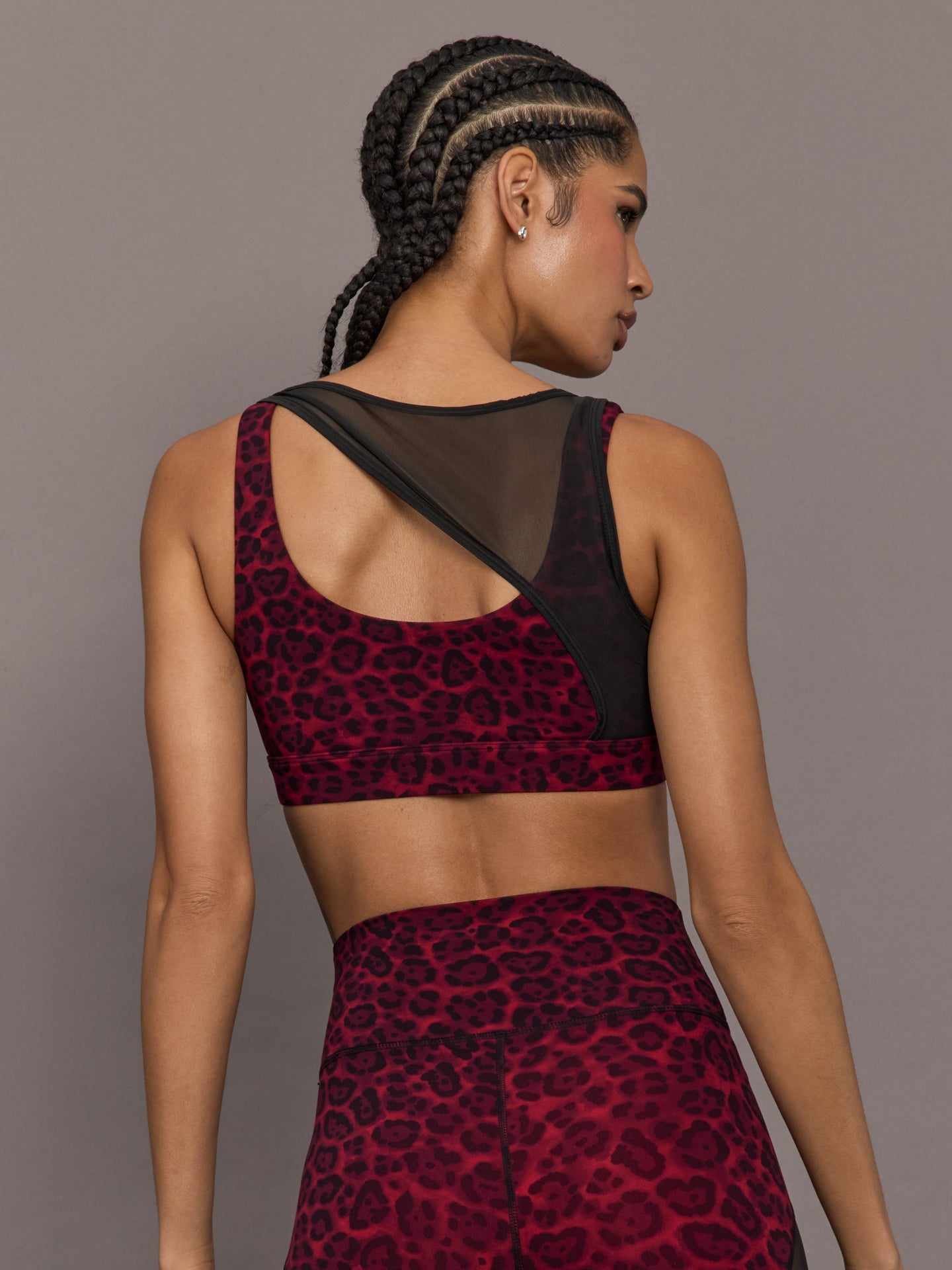 Carbon38 Mesh Overlay Bra - Red Leopard