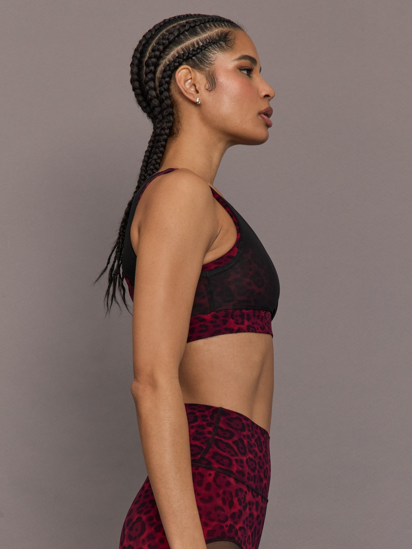 Carbon38 Mesh Overlay Bra - Red Leopard