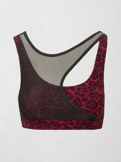 Carbon38 Mesh Overlay Bra - Red Leopard