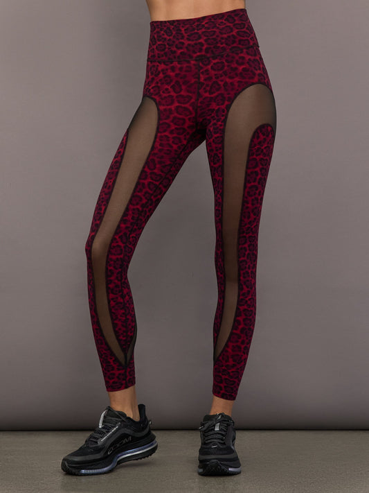 Carbon38 Sheer Spliced Legging in Melt - Red Leopard