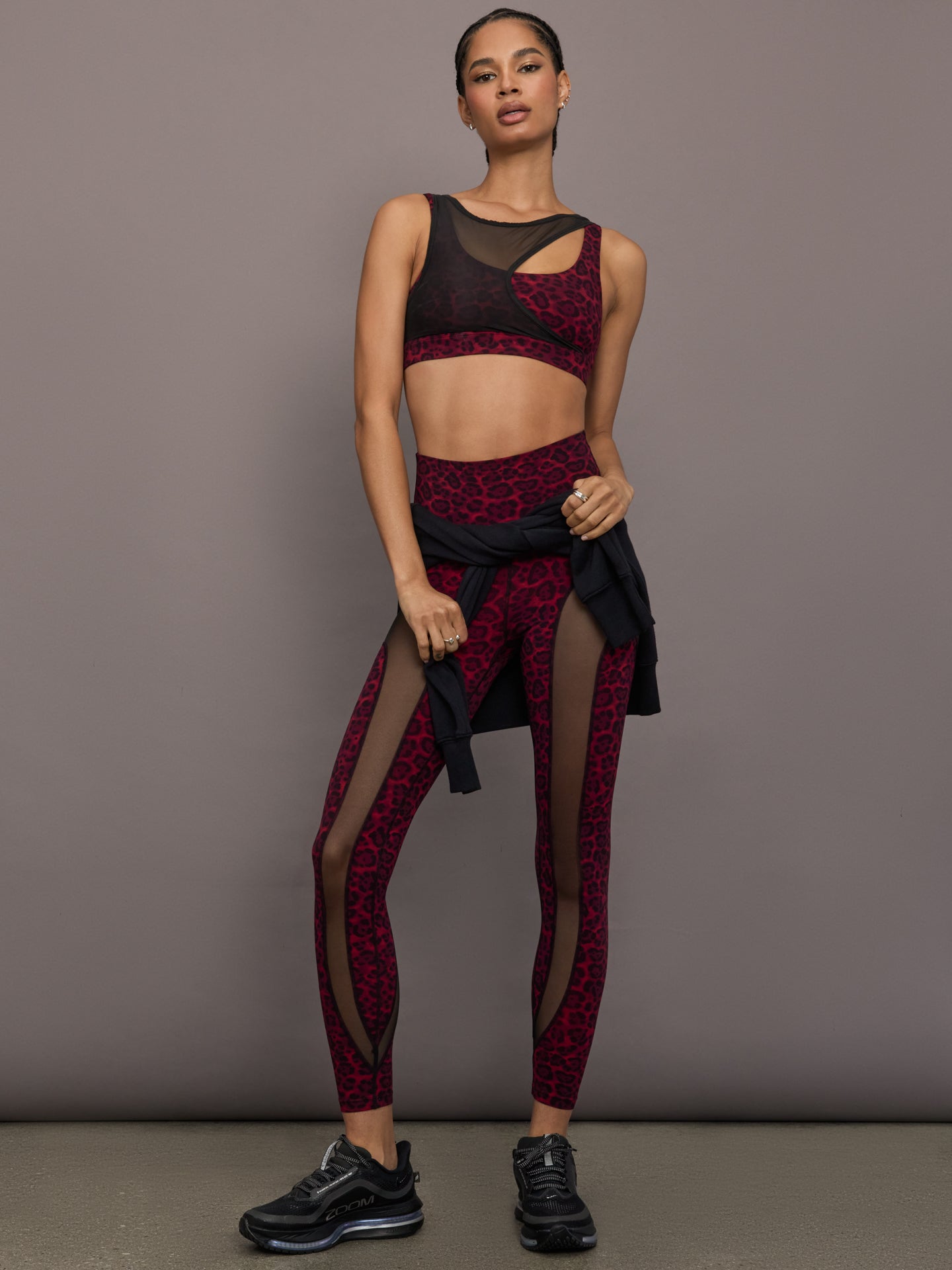 Carbon38 Sheer Spliced Legging in Melt - Red Leopard
