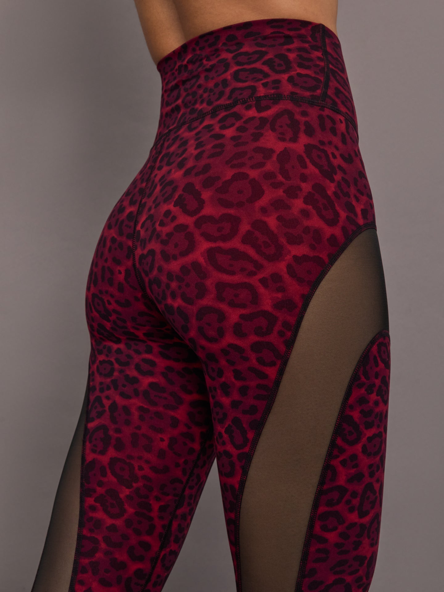 Carbon38 Sheer Spliced Legging in Melt - Red Leopard