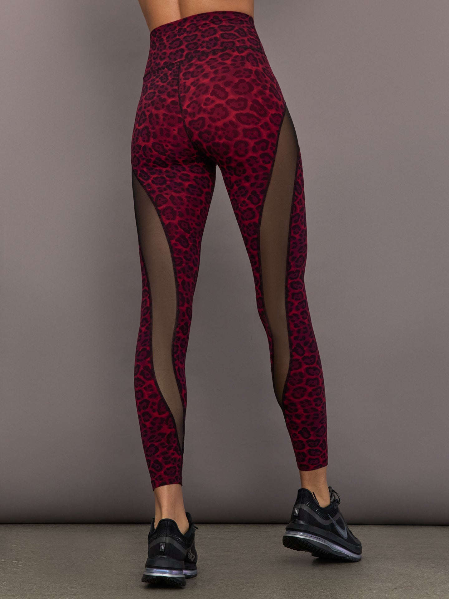 Carbon38 Sheer Spliced Legging in Melt - Red Leopard