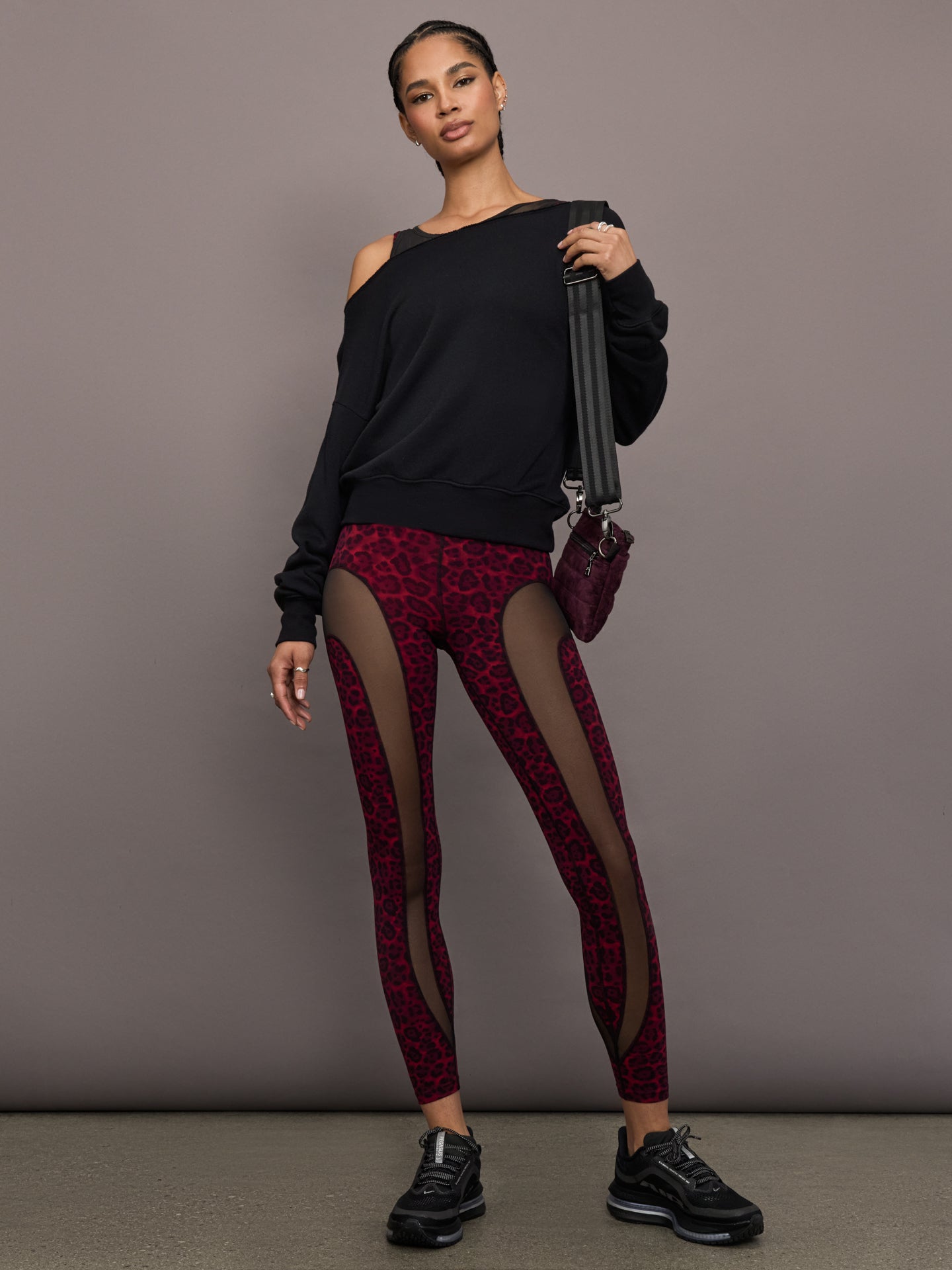 Carbon38 Sheer Spliced Legging in Melt - Red Leopard