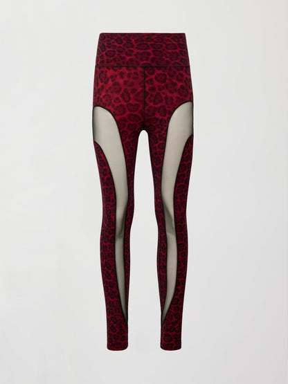 Carbon38 Sheer Spliced Legging in Melt - Red Leopard