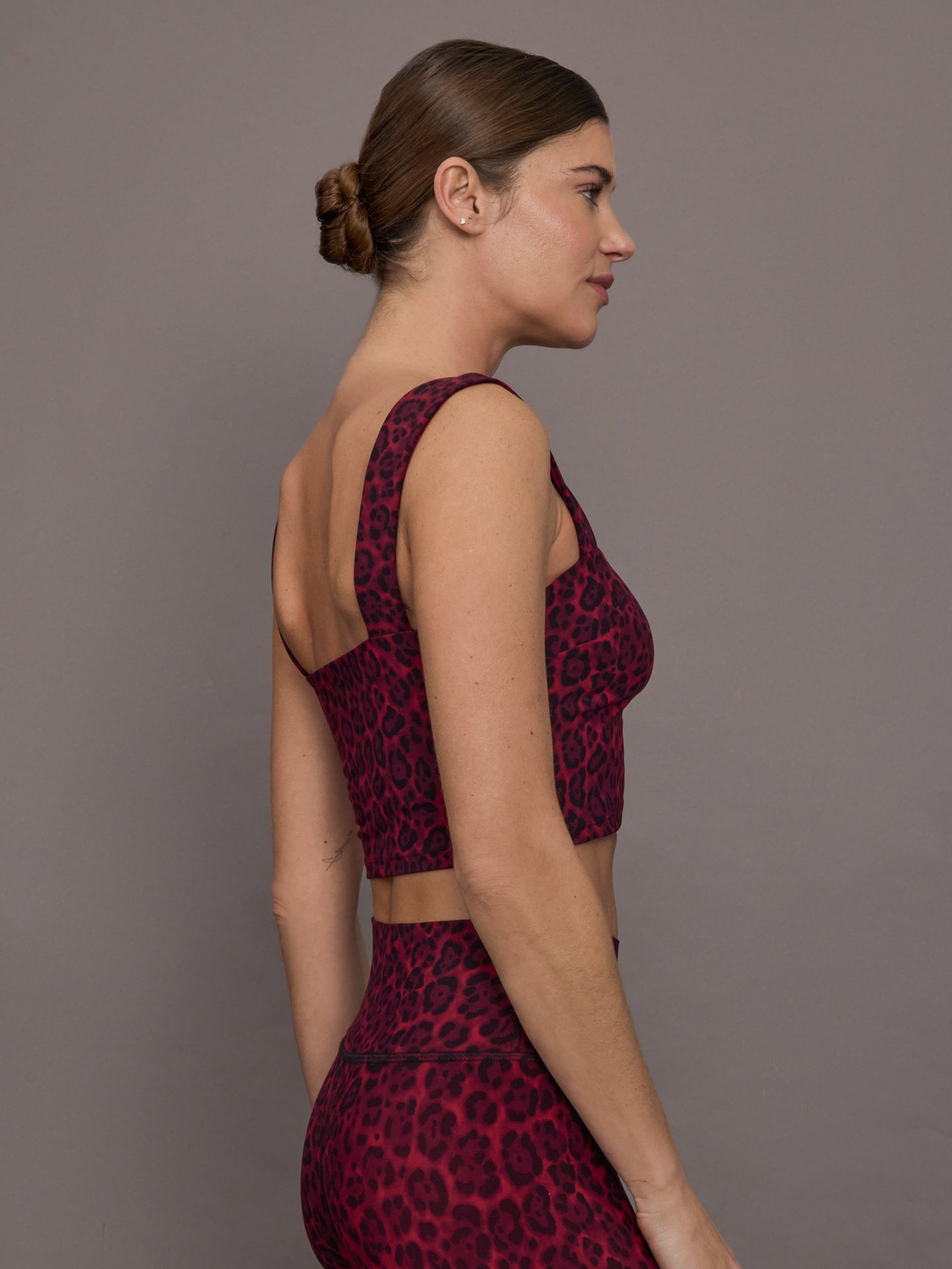 Carbon38 Square Neck Bra Top in Melt - Red Leopard