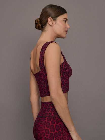Carbon38 Square Neck Bra Top in Melt - Red Leopard