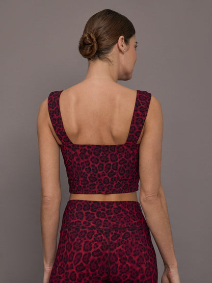 Carbon38 Square Neck Bra Top in Melt - Red Leopard