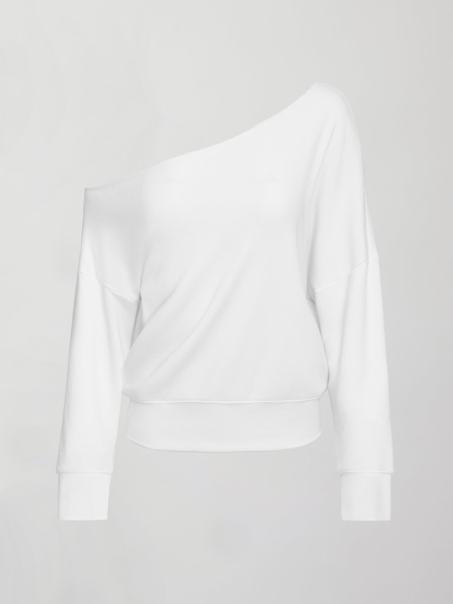 Carbon38 Off Shoulder Sweatshirt in French Terry - White