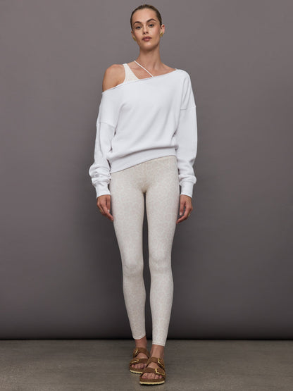 Carbon38 Off Shoulder Sweatshirt in French Terry - White