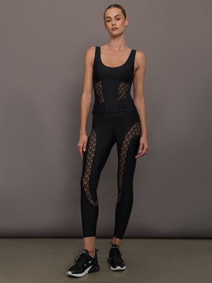 Carbon38 Laser Cut Tank in Diamond Compression - Black