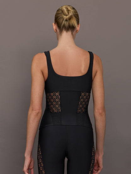Carbon38 Laser Cut Tank in Diamond Compression - Black