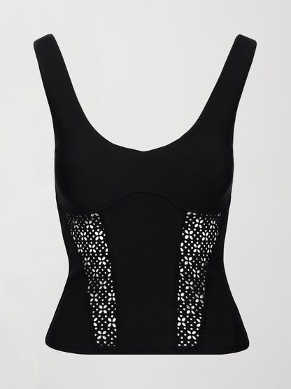 Carbon38 Laser Cut Tank in Diamond Compression - Black