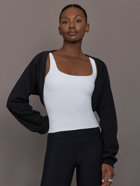 Carbon38 Long Sleeve Shrug in French Terry - Black