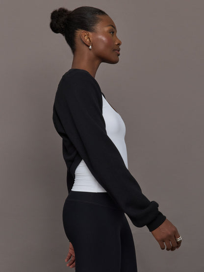 Carbon38 Long Sleeve Shrug in French Terry - Black
