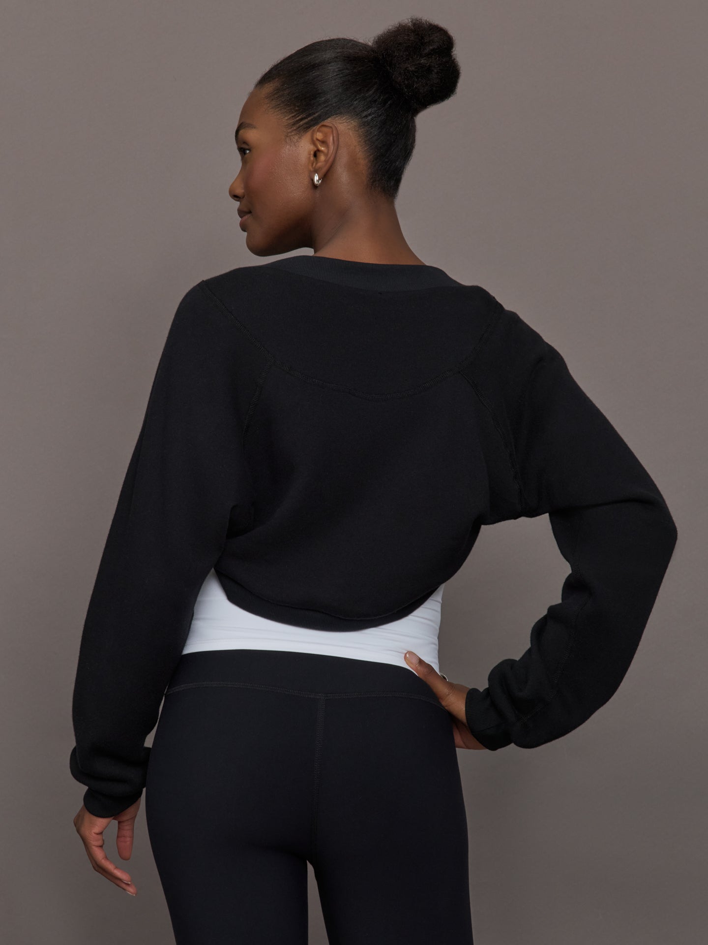 Carbon38 Long Sleeve Shrug in French Terry - Black