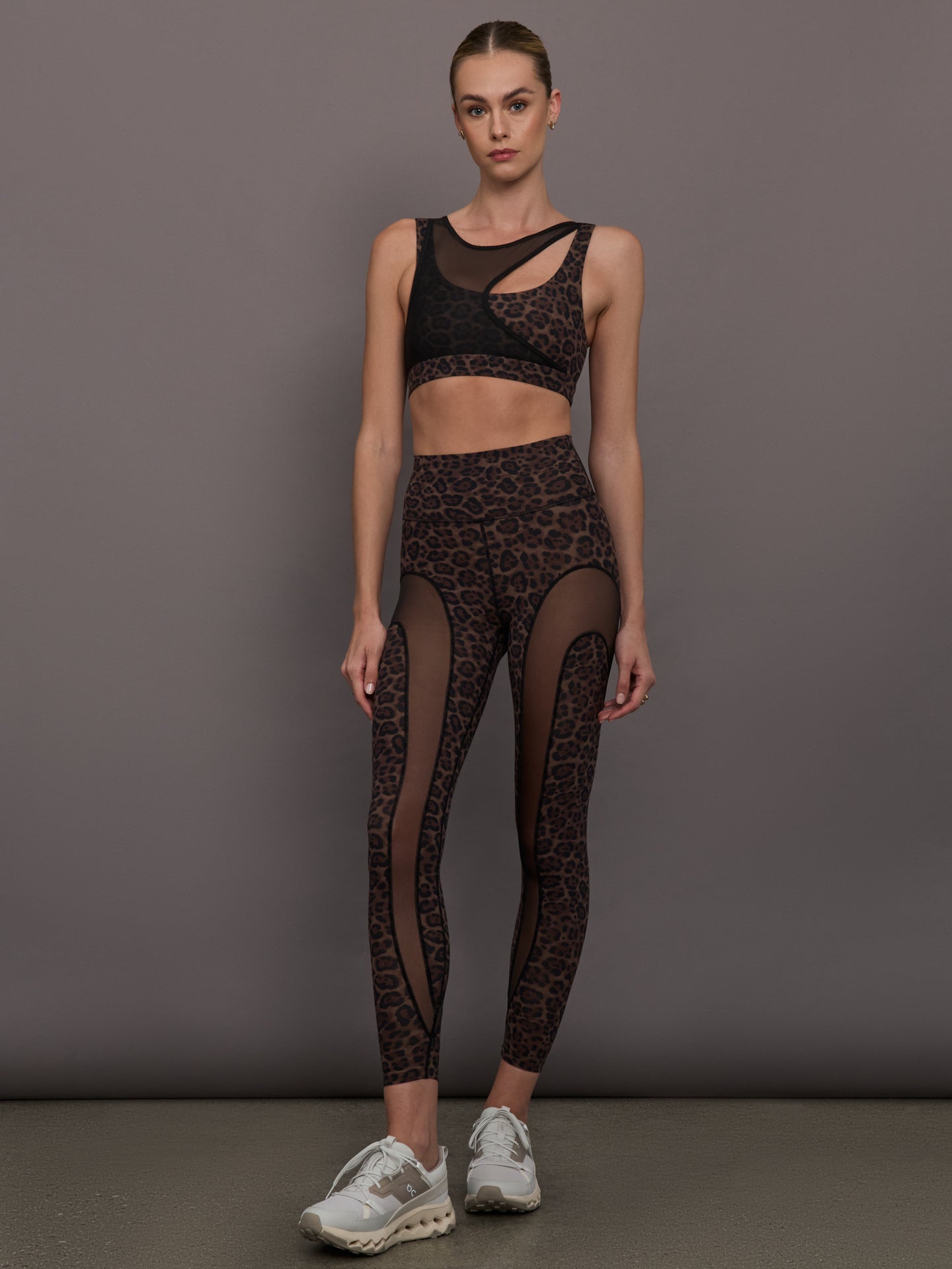 Carbon38 Mesh Overlay Bra in Melt - Leopard Print