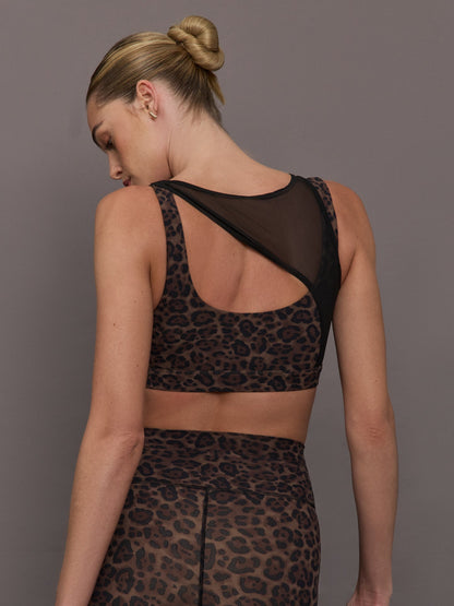 Carbon38 Mesh Overlay Bra in Melt - Leopard Print