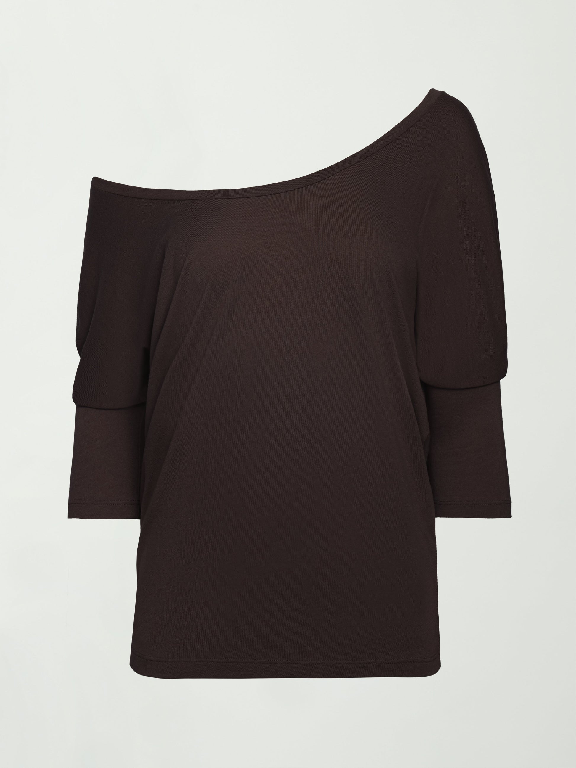 Carbon38 Long Sleeve Off Shoulder Tee - Chocolate Torte