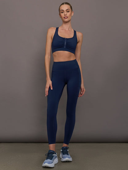 Carbon38 Zipper Bra in Diamond Compression - Navy
