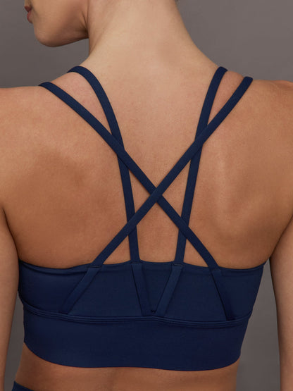 Carbon38 Multi Strap Active Bra in Diamond Compression - Navy