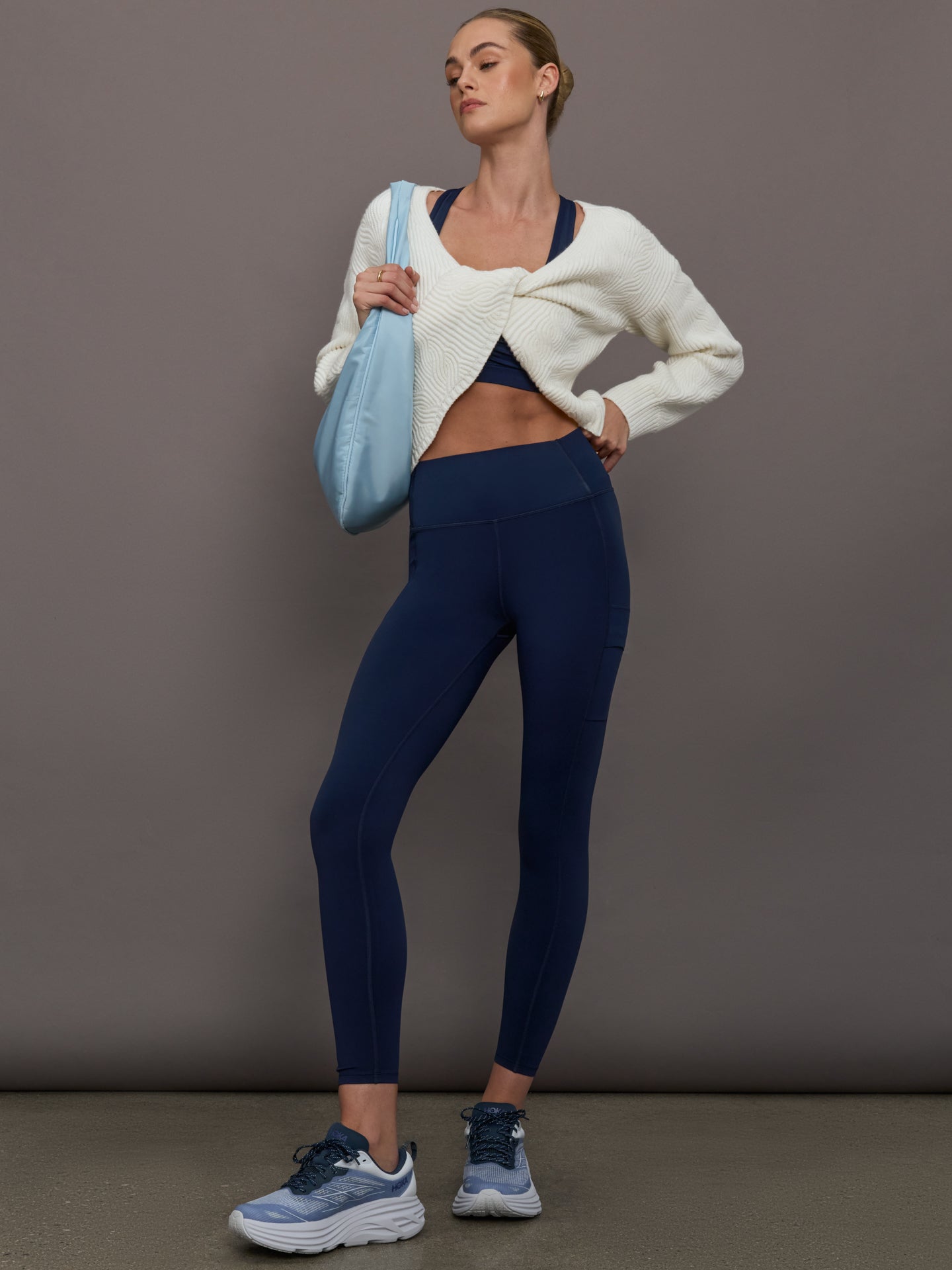 Carbon38 High Rise Pocket Legging in Diamond Compression - Navy