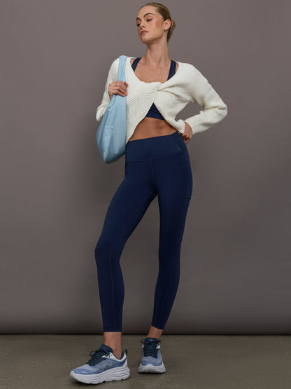 Carbon38 High Rise Pocket Legging in Diamond Compression - Navy