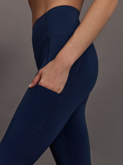 Carbon38 High Rise Pocket Legging in Diamond Compression - Navy
