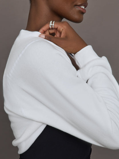 Carbon38 Long Sleeve Shrug in French Terry - White